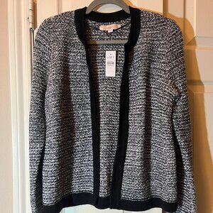 NWT Women's Loft Black Edged Black & White Thick Cardigan - Medium